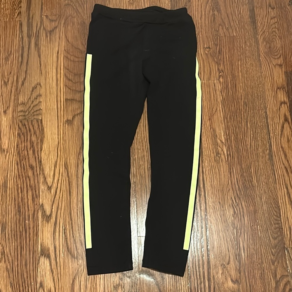Place Girls Leggings With Neon Yellow Stripes Size M